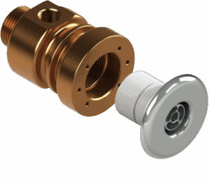 MASSAGE SYSTEM WATER | AIR Ø 32 MEDIUM series WITH MARINE BRONZE BASE | Stainless steel