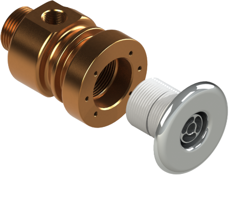 MASSAGE SYSTEM WATER | AIR Ø 32 MEDIUM series WITH MARINE BRONZE BASE | Stainless steel